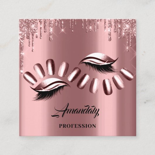プロフェッショナルメイクアップ爪、 ネイルマニキュアアポイントメントバラ スクエア名刺 (正面)