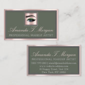 プロフェッショナルメイクアップLash Extension BrowPink Green 名刺 (正面/裏面)