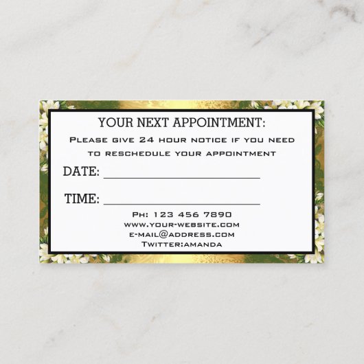 プロフェッショナルメイクアポイントメントカード金ゴールドロゴLUX 名刺 (裏面)