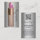 プロフェッショナルメイク体リップスティックQRコードグレー 名刺 (正面/裏面)
