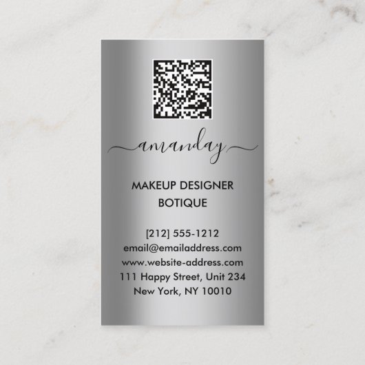 プロフェッショナルメイク体リップスティックQRコードグレー 名刺 (裏面)