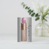 プロフェッショナルメイク体リップスティックQRコードグレー 名刺 (スタンド正面)