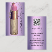 プロフェッショナルメイク体リップスティックQRコードパープル 名刺 (正面/裏面)