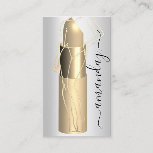 プロフェッショナルメイク体口紅QRコードシルバー 名刺 (正面)