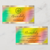 プロフェッショナルメイク爪、 ネイルラッシュ金ゴールドホログラフロゴ 名刺 (正面/裏面)