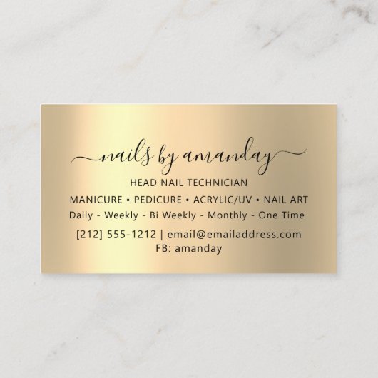 プロフェッショナルメイク爪、 ネイルロゴバラ自筆証書 名刺 (裏面)