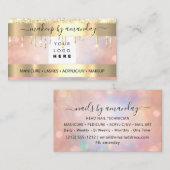 プロフェッショナルメイク爪、 ネイルロゴバラ金ゴールドドリップ 名刺 (正面/裏面)