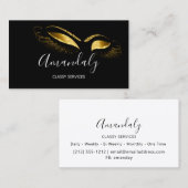 プロフェッショナルメイク白黒金ゴールドまつ毛 名刺 (正面/裏面)