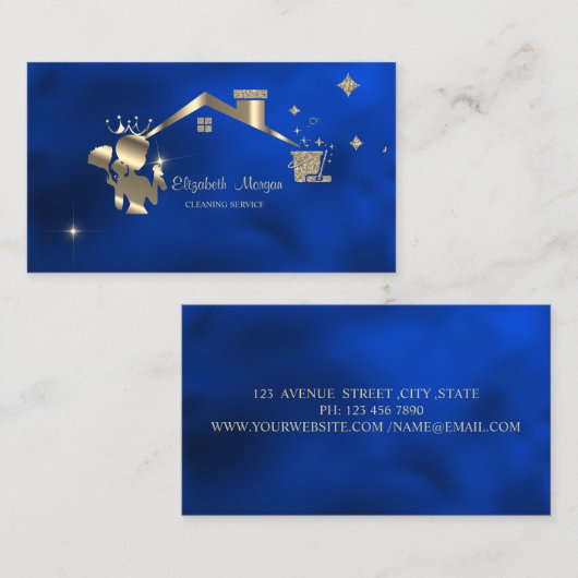 プロフェッショナルメイドクリーニングハウス王室のブルー 名刺 (正面/裏面)