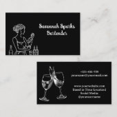 プロフェッショナルメスのバーテンダーブラックとホワイト 名刺 (正面/裏面)