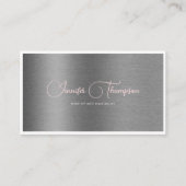 プロフェッショナルメタリックブラシピンクスクリプトQRコード 名刺 (正面)