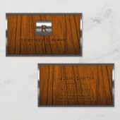 プロフェッショナルメタルフレームモノグラム木材の背景 名刺 (正面/裏面)