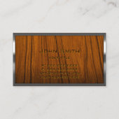 プロフェッショナルメタルフレームモノグラム木材の背景 名刺 (裏面)