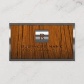 プロフェッショナルメタルフレームモノグラム木材の背景 名刺 (正面)