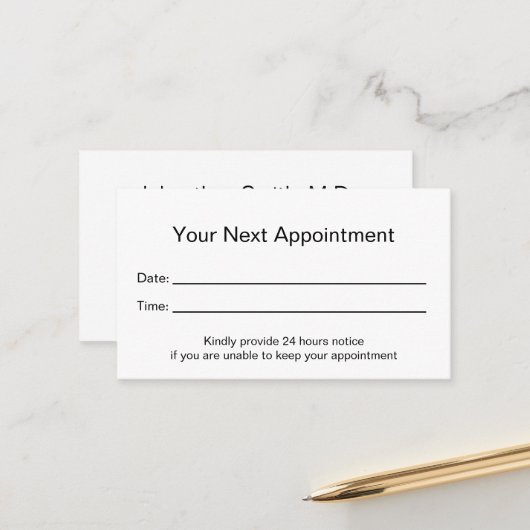 プロフェッショナルメディカルオフィスユアアポイントメントカード 予約カード (正面/裏面インサイチュ)