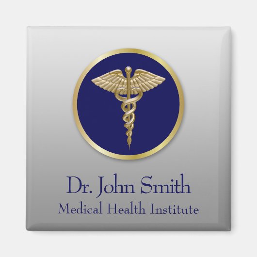 プロフェッショナルメディカルカドゥセウスブルー金ゴールド マグネット (正面)
