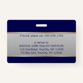 プロフェッショナルメディカルカドゥセウス金ゴールドブルー写真ID バッジ (裏面)