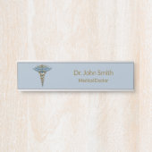 プロフェッショナルメディカル素晴らしライトブルー金ゴールドカドゥセウス サインプレート (正面)