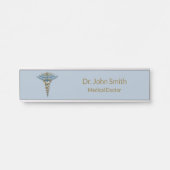 プロフェッショナルメディカル素晴らしライトブルー金ゴールドカドゥセウス サインプレート (正面)