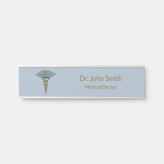 プロフェッショナルメディカル素晴らしライトブルー金ゴールドカドゥセウス サインプレート (正面)
