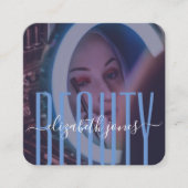 プロフェッショナルモダンの署名の青と白の写真 スクエア名刺 (正面)