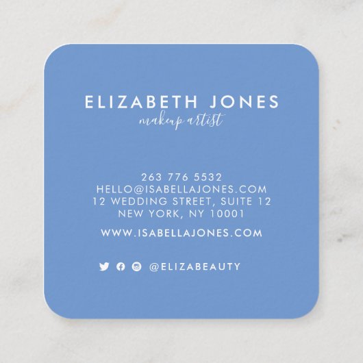プロフェッショナルモダンの署名の青と白の写真 スクエア名刺 (裏面)