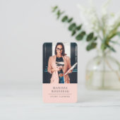 プロフェッショナルモダンほこりっぽいピンクの写真の公証人 名刺 (スタンド正面)