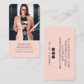 プロフェッショナルモダンほこりっぽいピンクの写真の公証人 名刺 (正面/裏面)