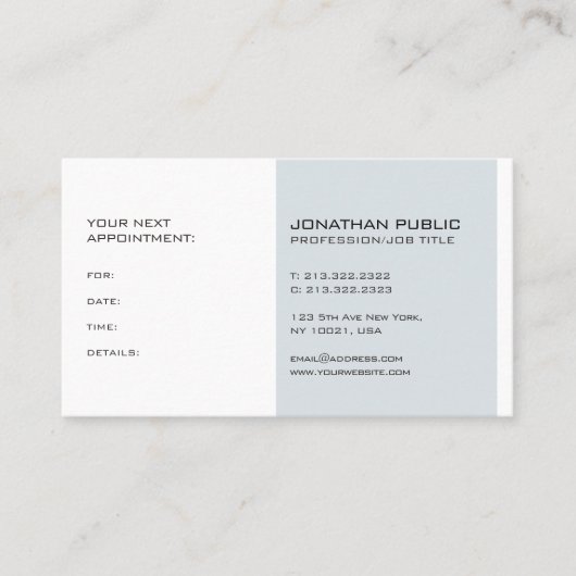 プロフェッショナルモダンアポイントメントリマインダ 予約カード (正面)