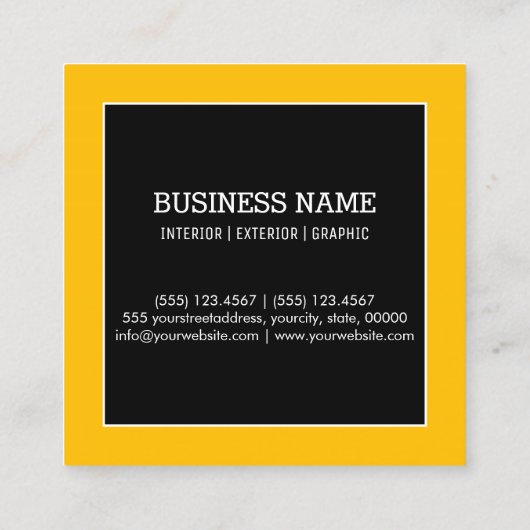 プロフェッショナルモダンアンバーブラックモノグラム スクエア名刺 (裏面)