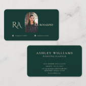 プロフェッショナルモダンエメラルドグリーンモノグラム写真 名刺 (正面/裏面)