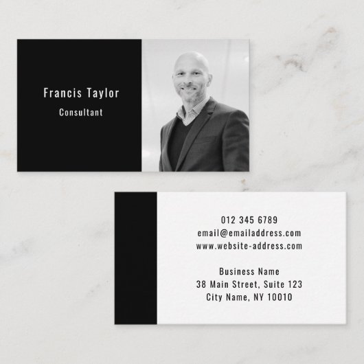 プロフェッショナルモダンエレガントの写カスタム真と文字 名刺 (正面/裏面)