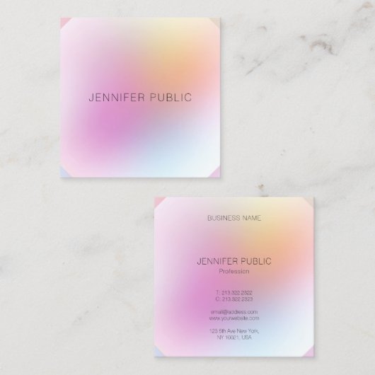 プロフェッショナルモダンエレガントカラフルデザイン スクエア名刺 (正面/裏面)