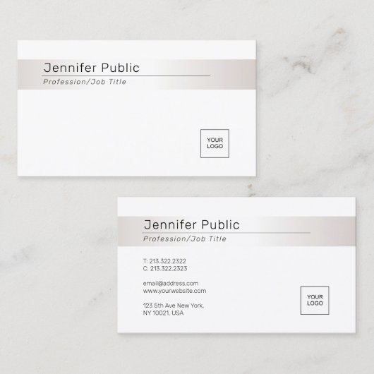 プロフェッショナルモダンエレガントシルバールックテンプレート 名刺 (正面/裏面)