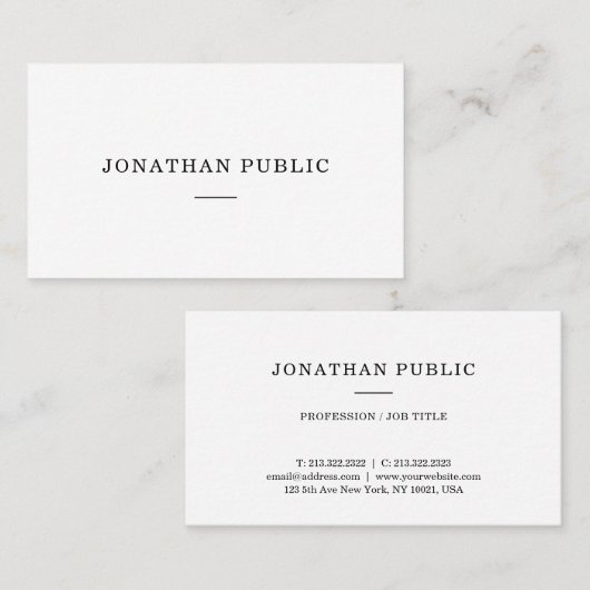 プロフェッショナルモダンエレガントシンプルミニマル 名刺 (正面/裏面)