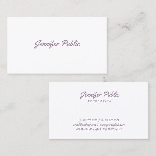 プロフェッショナルモダンエレガントテンプレートハンドスクリプト 名刺 (正面/裏面)