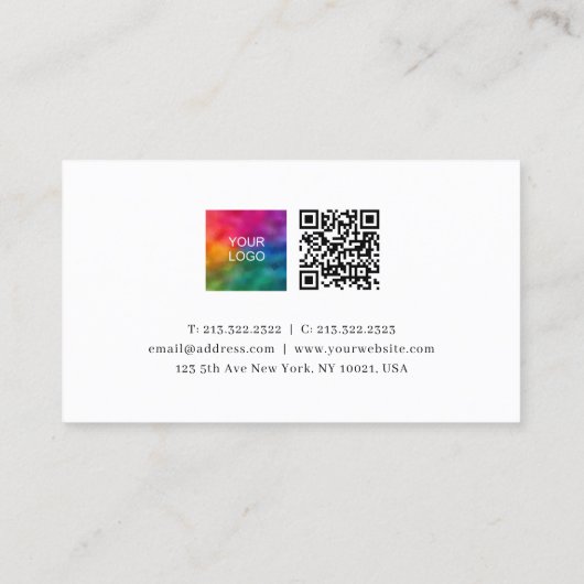 プロフェッショナルモダンエレガントデザインテンプレートかわいい 名刺 (裏面)