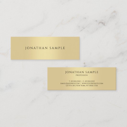 プロフェッショナルモダンエレガントフェイク金ゴールドテンプレート スキニー名刺 (正面/裏面)