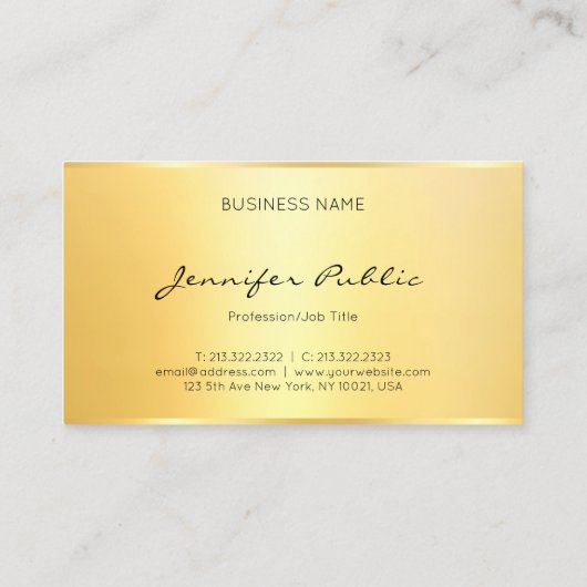 プロフェッショナルモダンエレガントフェイク金ゴールド 名刺 (裏面)