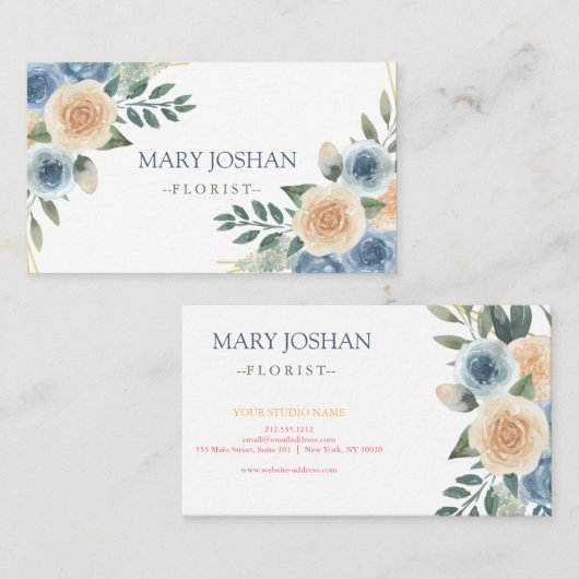 プロフェッショナルモダンエレガントフローラフローリスト 名刺 (正面/裏面)