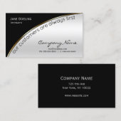 プロフェッショナルモダンエレガントブラックライトシルバー 名刺 (正面/裏面)