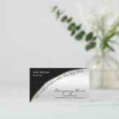 プロフェッショナルモダンエレガントブラックライトシルバー 名刺 (スタンド正面)