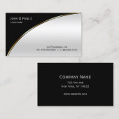プロフェッショナルモダンエレガントブラックライトシルバー 名刺 (正面/裏面)