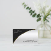 プロフェッショナルモダンエレガントブラックライトシルバー 名刺 (スタンド正面)