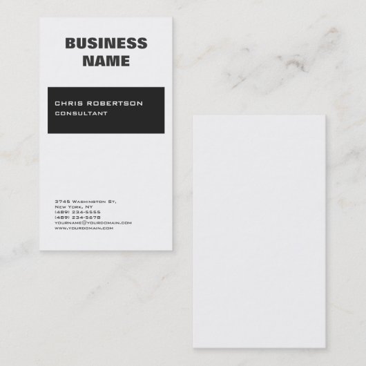 プロフェッショナルモダンエレガントホワイトストライプのグレー 名刺 (正面/裏面)