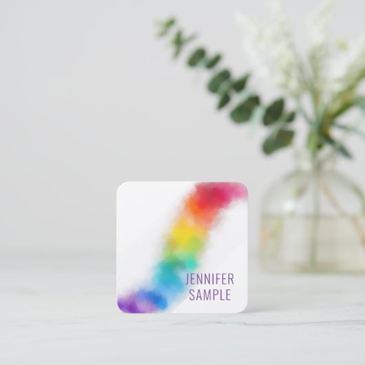 プロフェッショナルモダンエレガントレインボーテンプレート スクエア名刺 (スタンド正面)