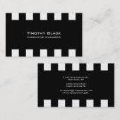 プロフェッショナルモダンエレガント白黒ストライプの 名刺 (正面/裏面)