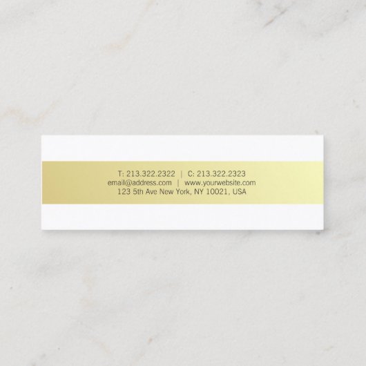 プロフェッショナルモダンエレガント金ゴールドお洒落デザイン スキニー名刺 (裏面)