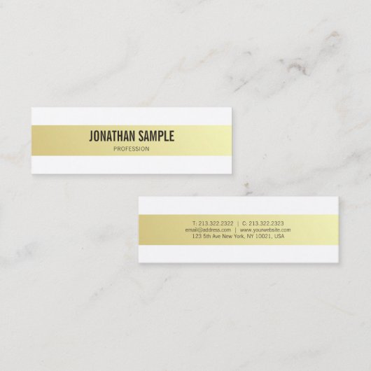 プロフェッショナルモダンエレガント金ゴールドお洒落デザイン スキニー名刺 (正面/裏面)