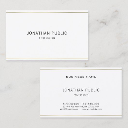 プロフェッショナルモダンエレガント金ゴールドストライプのクリーン 名刺 (正面/裏面)